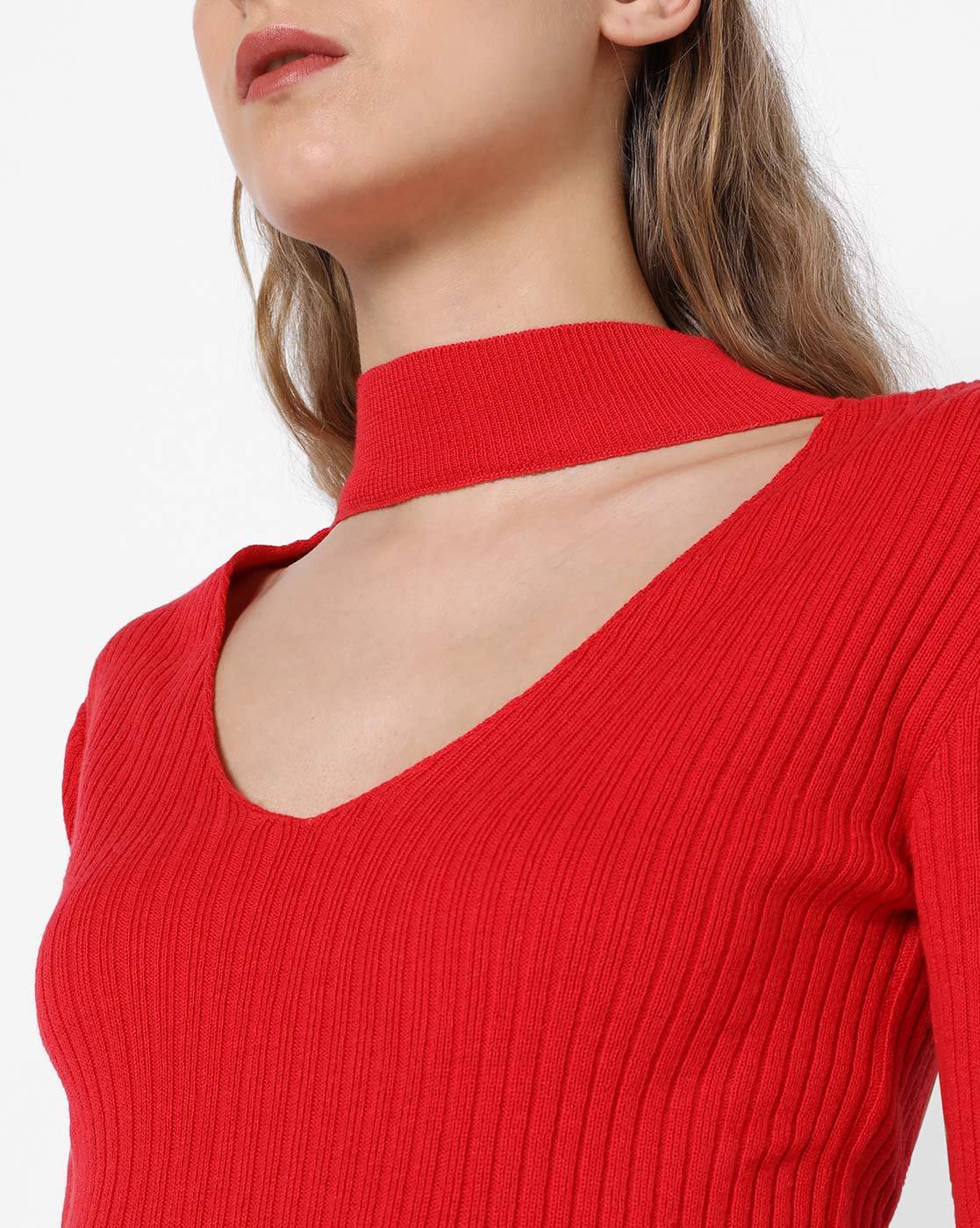 Red choker sweater sale