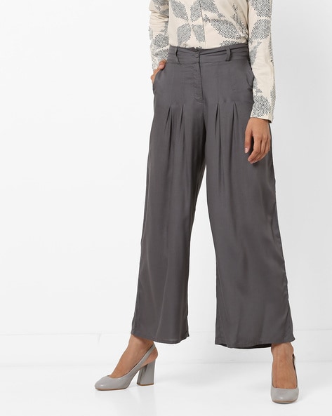Mid-Rise Volume Pants with Semi-Elasticated Waist Price in India