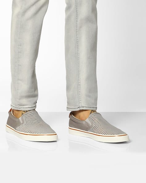 mens grey canvas slip on shoes