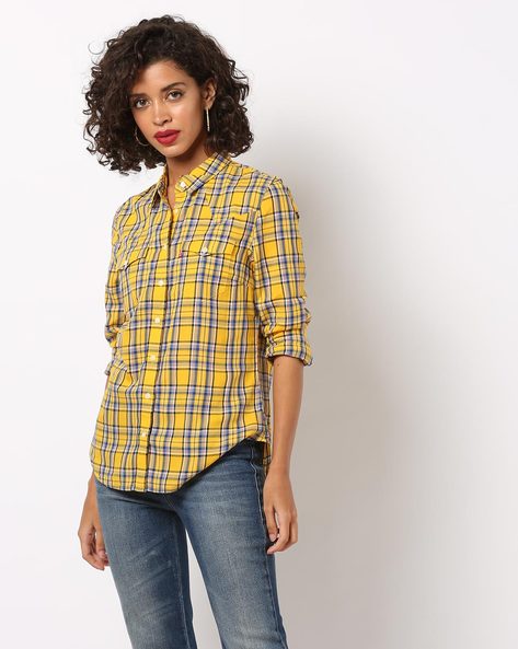 levis yellow check shirt