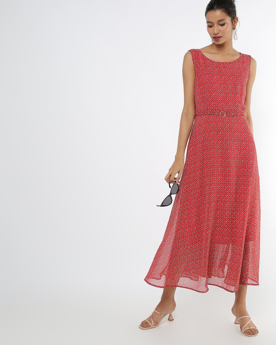 red polka dot maxi dress