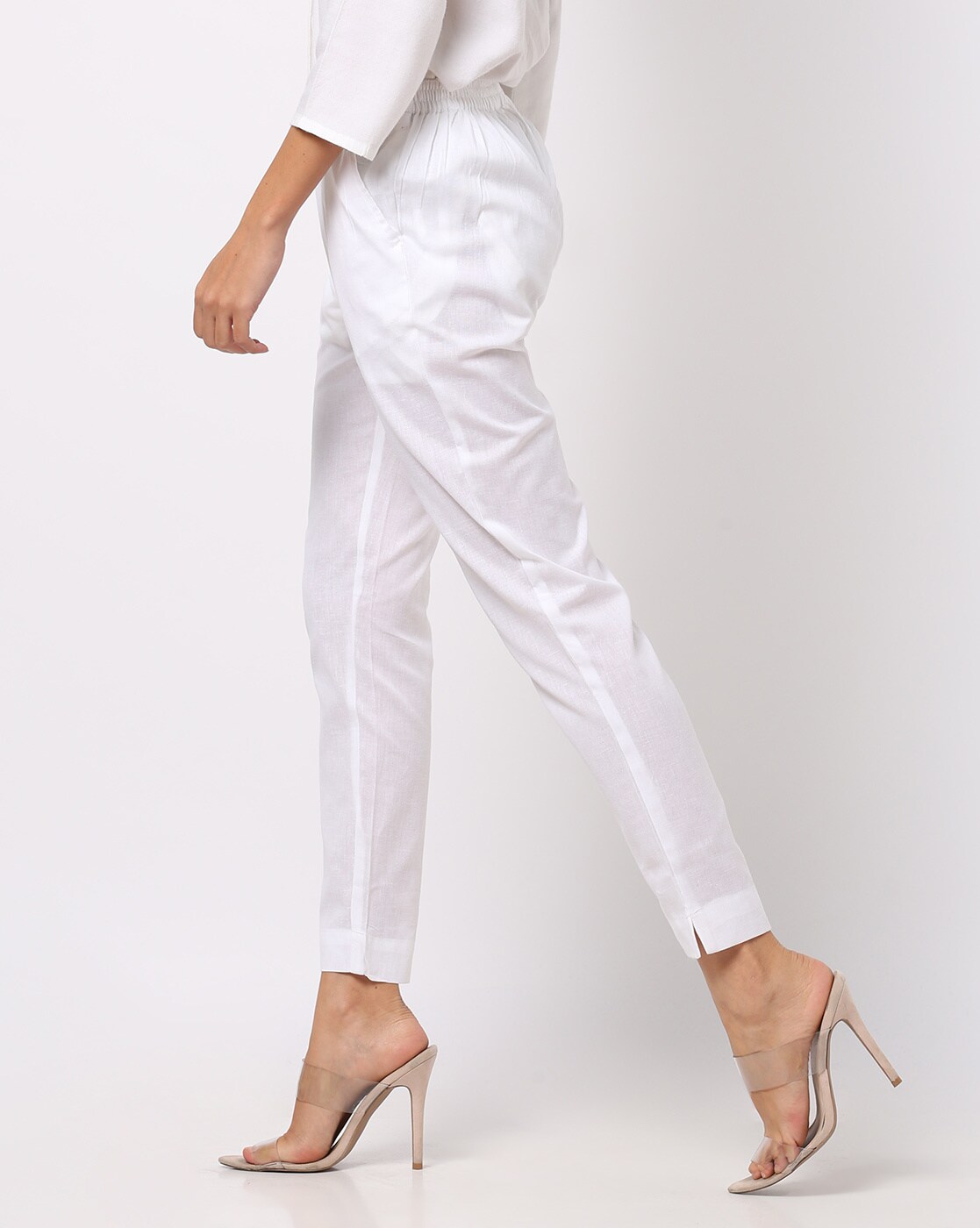 Rangriti Bottoms : Buy Rangriti White Solid Slim Pants Online | Nykaa  Fashion