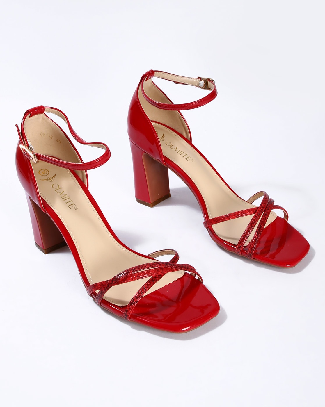 red cross strap heels