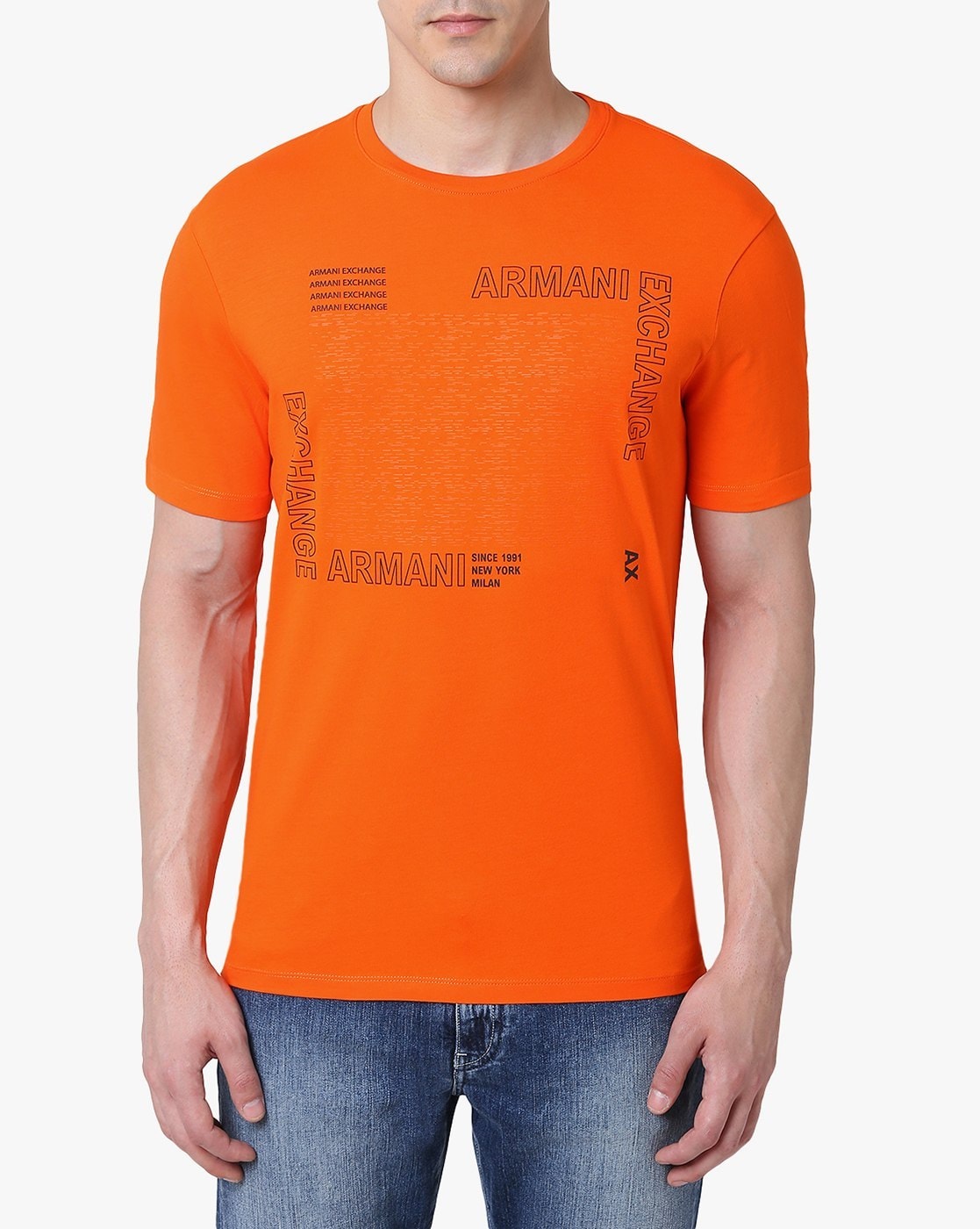 armani exchange orange t shirt