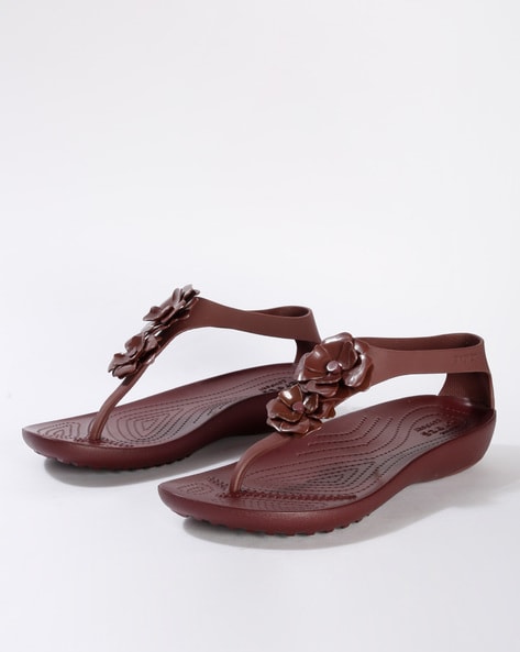 burgundy flip flops