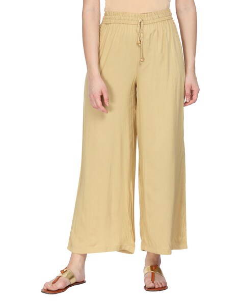 Mid-Rise Palazzos with Drawstring Waist Price in India