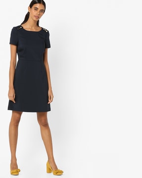 navy a line dress