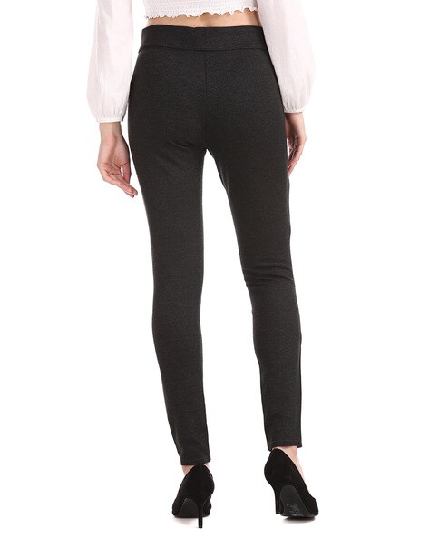 Mid-Rise Treggings with Elasticated Waist