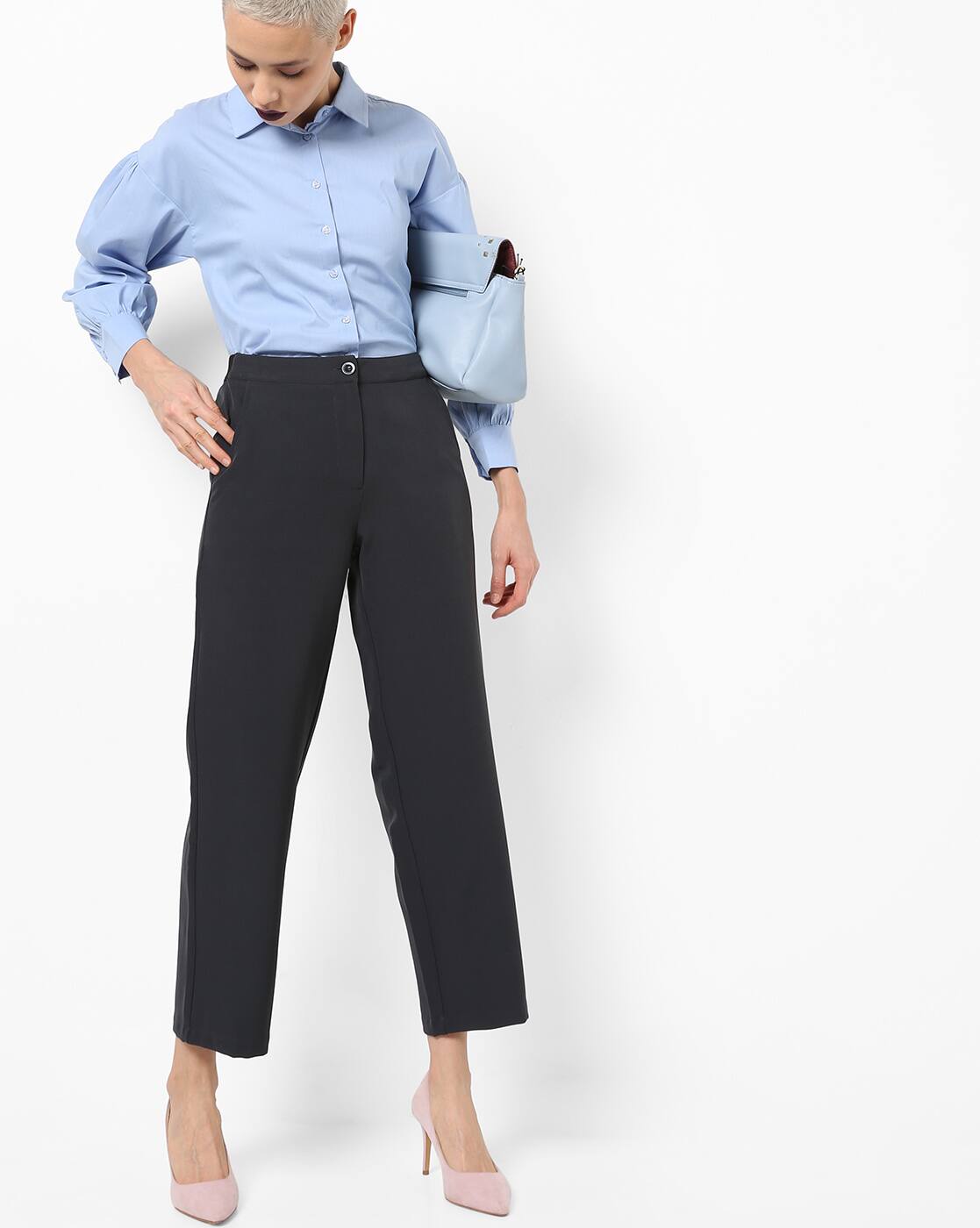 flat front wide leg pants