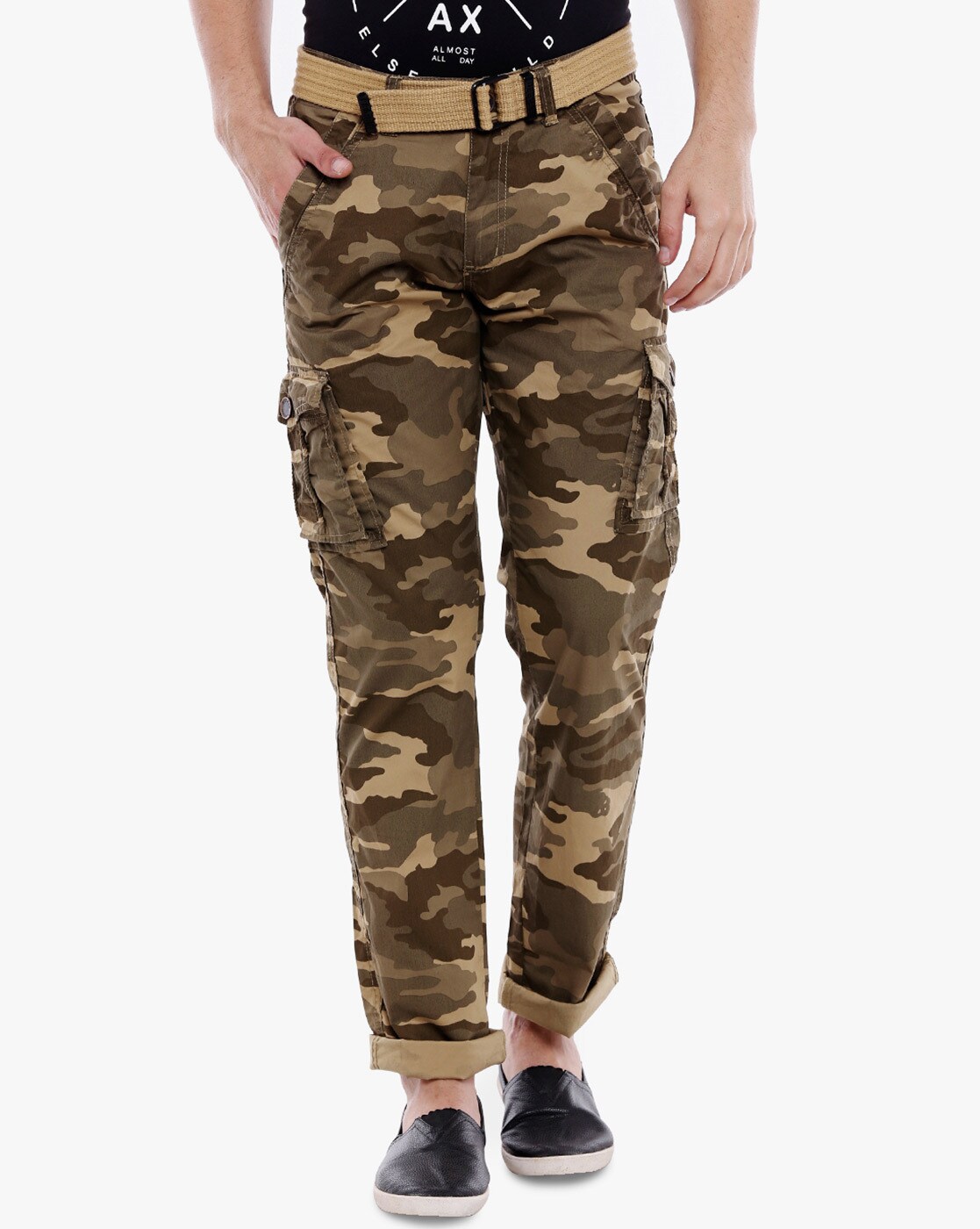 Khaki Camo Cargo Utility Trousers  New Look