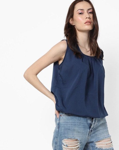 Sera Sleeveless Round-Neck Blouson Top