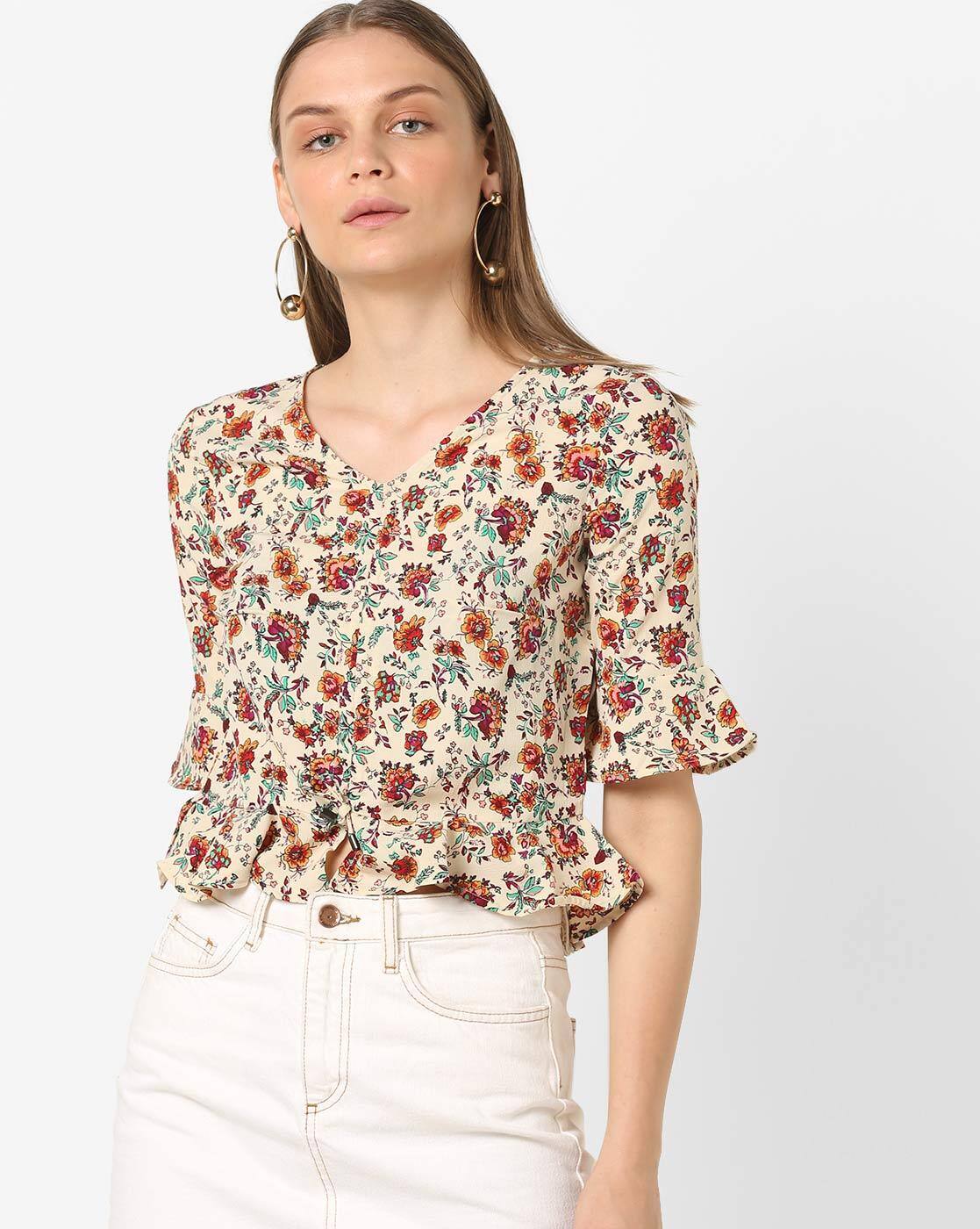floral print peplum top