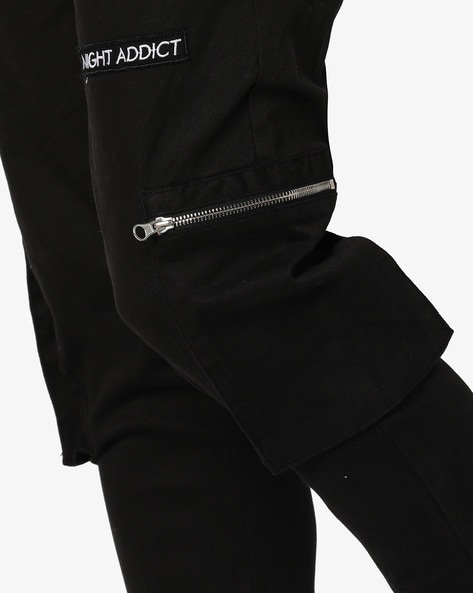 Solid Men Black Track Pants,Track Pant for Men Boys Lower Lounge Pants  Trousers Relaxed fit with Two Zip/Zipper Pockets and one Back Pocket