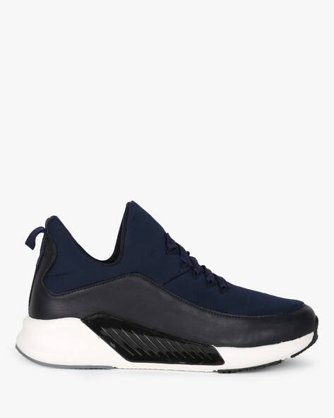 Mid-Top Panelled Performance Sports Shoes By AJIO ( Navy )