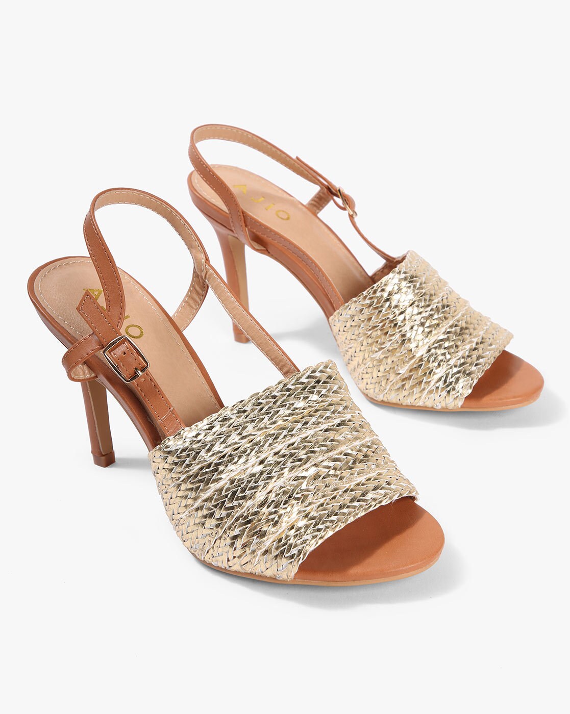 Tan Heeled Sandals for Women by AJIO 