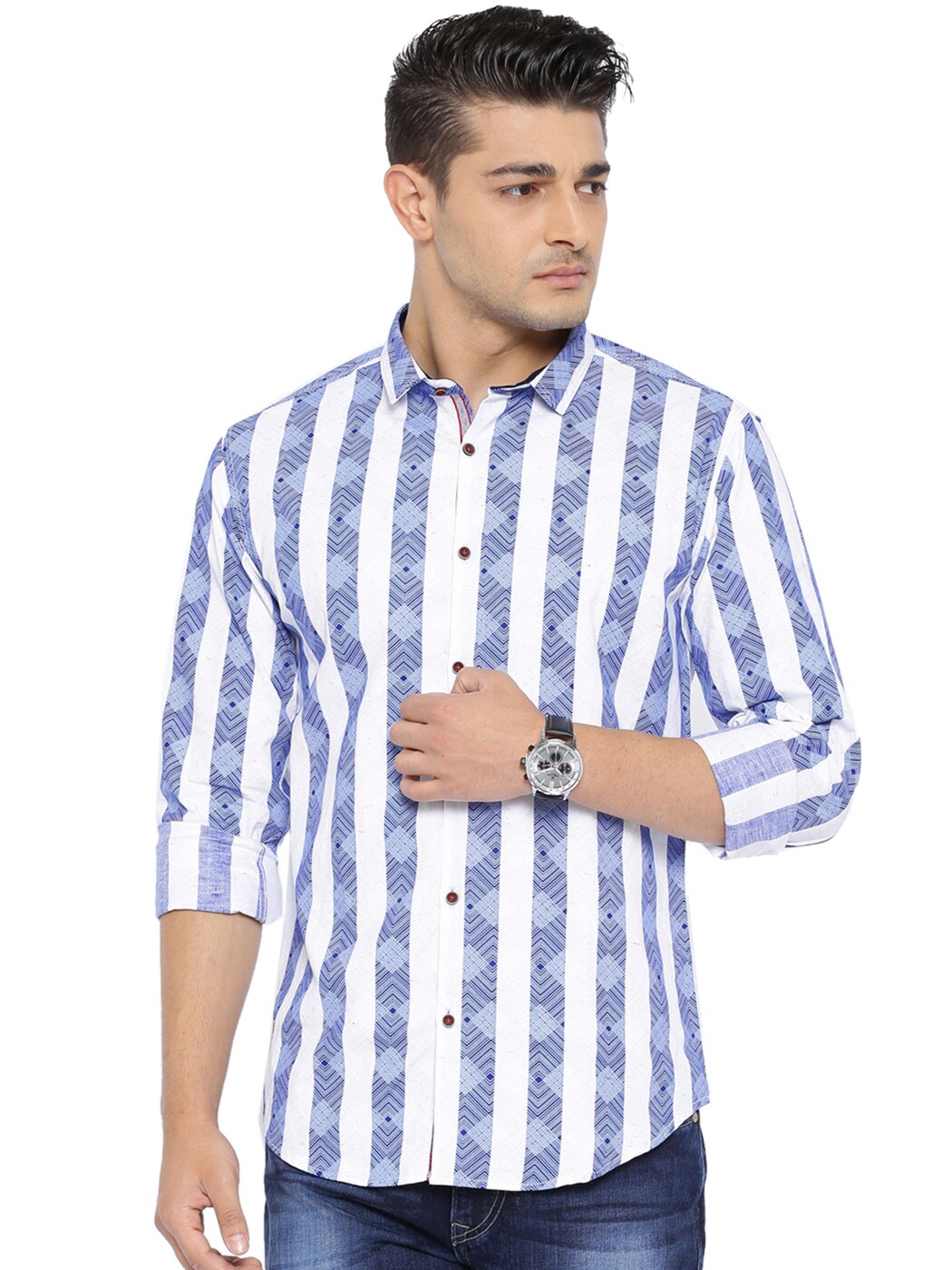 Buy Blue WITH Striped Shirt | AJIO