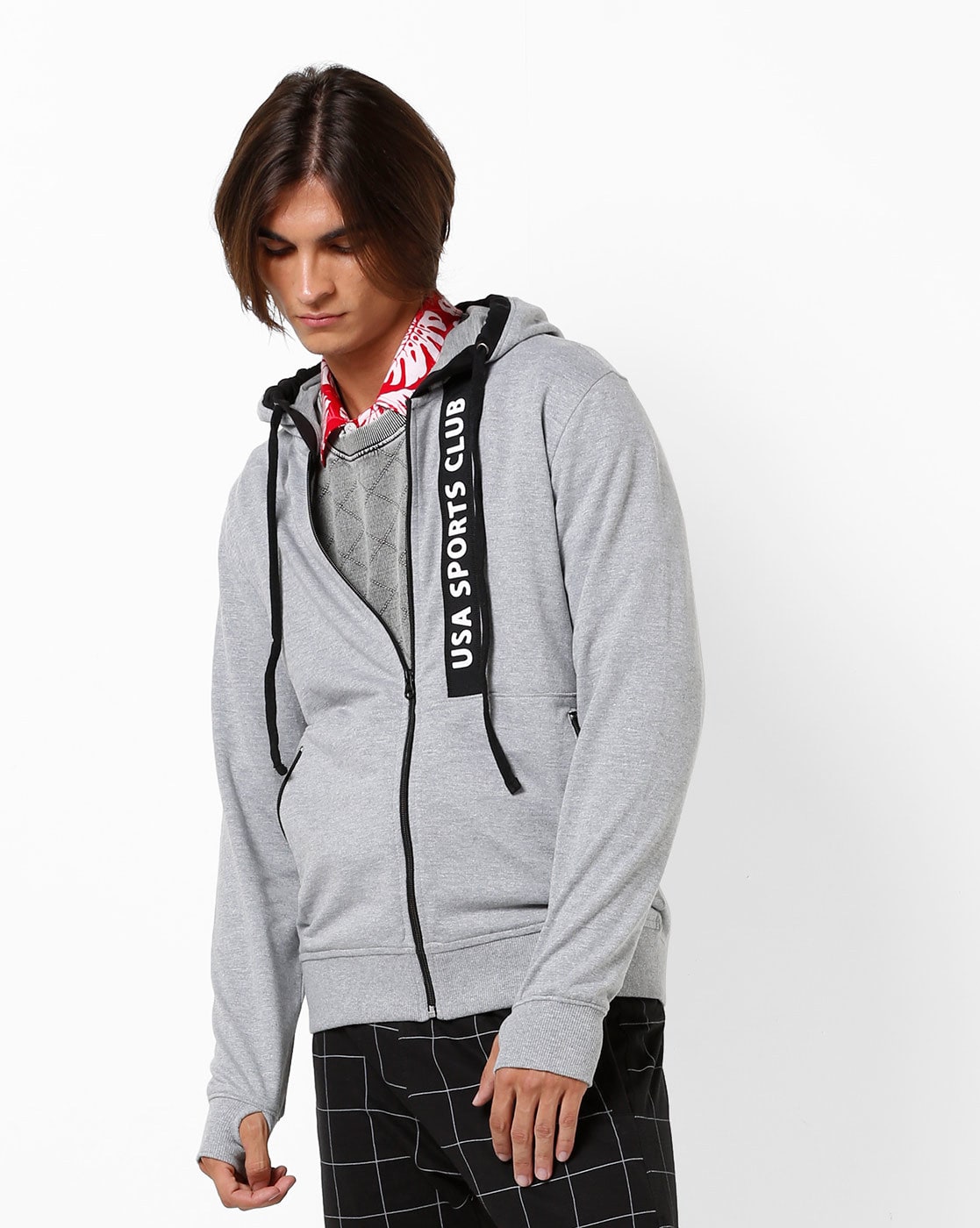 front zipper sweatshirt