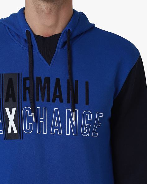 Armani Exchange Cotton, Elastane Hoodie - Size XS, Blue