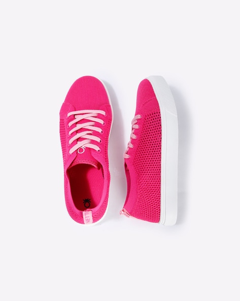 pink lace up sneakers