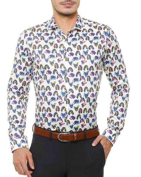 dog print mens shirt