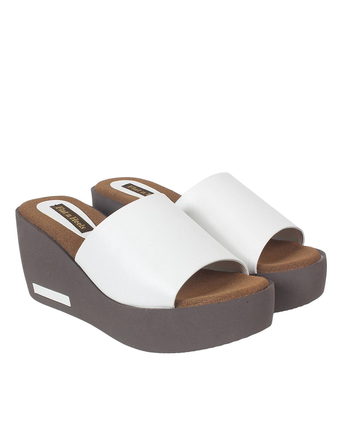 white flat wedge sandals