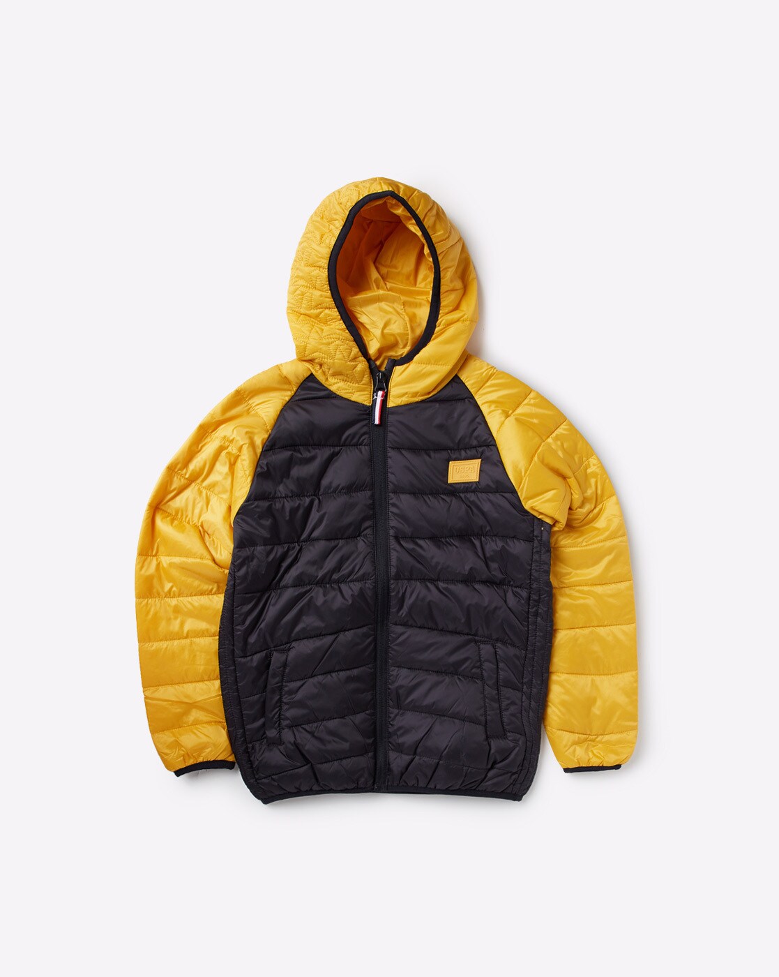 yellow polo puffer jacket