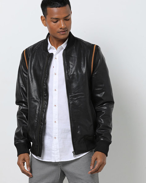 Black leather jacket outlet online