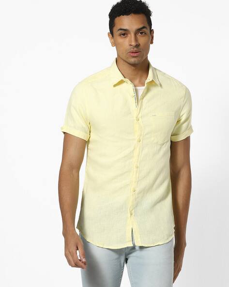 yellow linen top