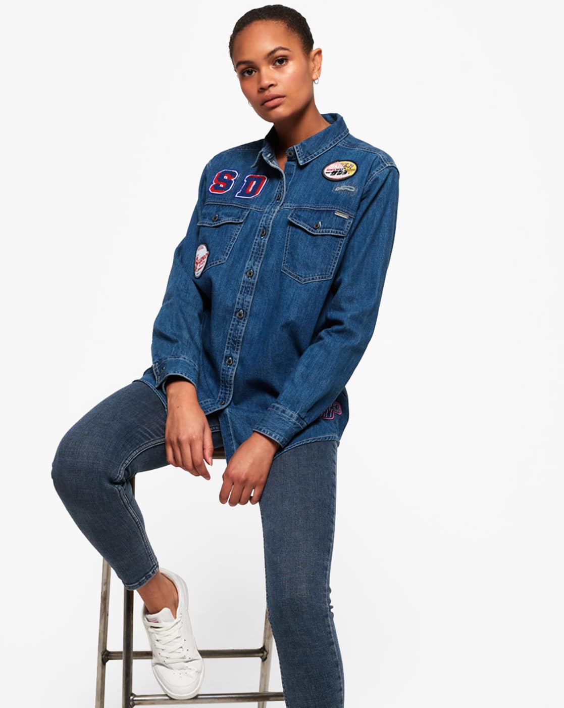 slim fit denim shirt womens