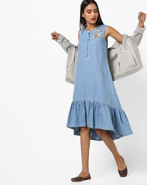 denim dress ruffle