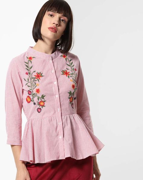 embroidered peplum top