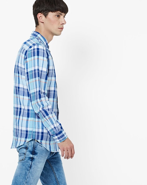 Blue check cheap shirt combination pant