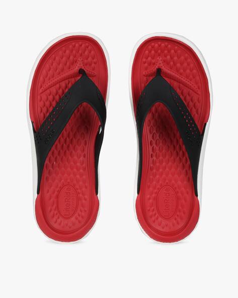 red croc flip flops
