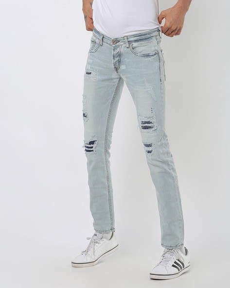 light blue distressed jeans mens