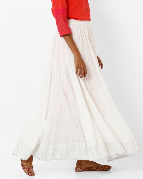 white flared maxi skirt