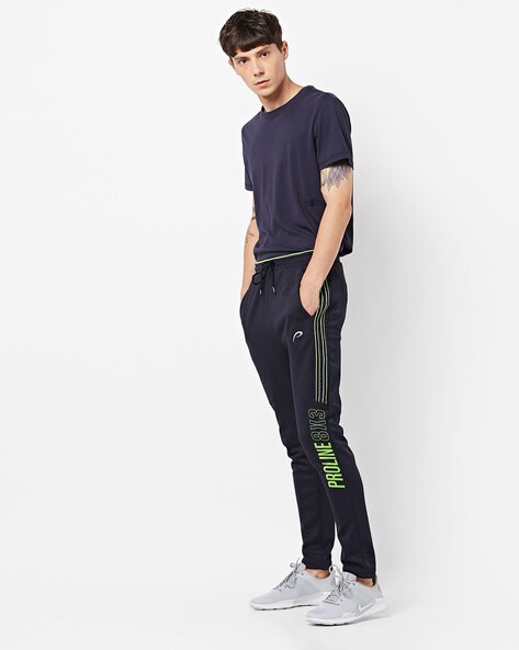 Mid-Rise Panelled Track Pants with Stripes