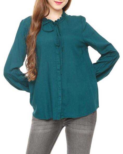 teal green blouse
