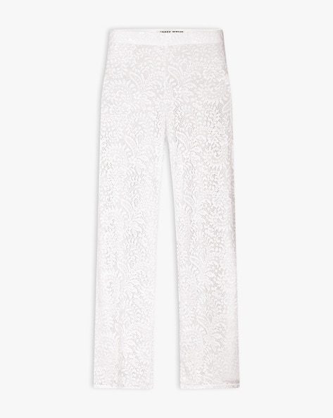 Billie Faiers White Lace Flare Trousers  In The Style