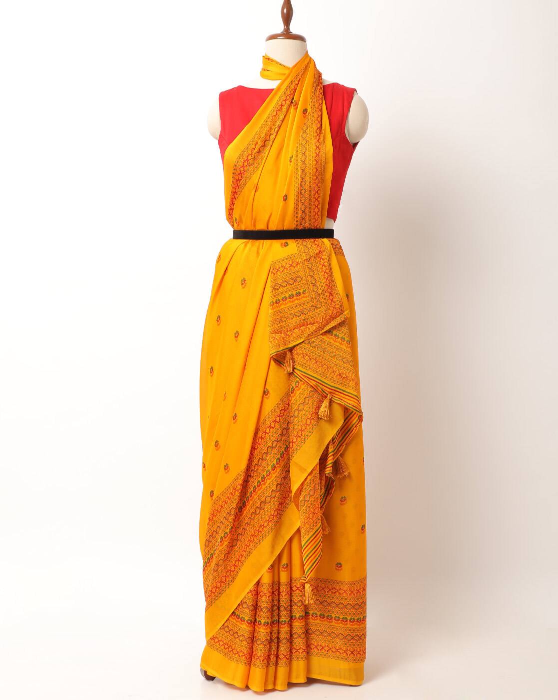 yellow saree gown