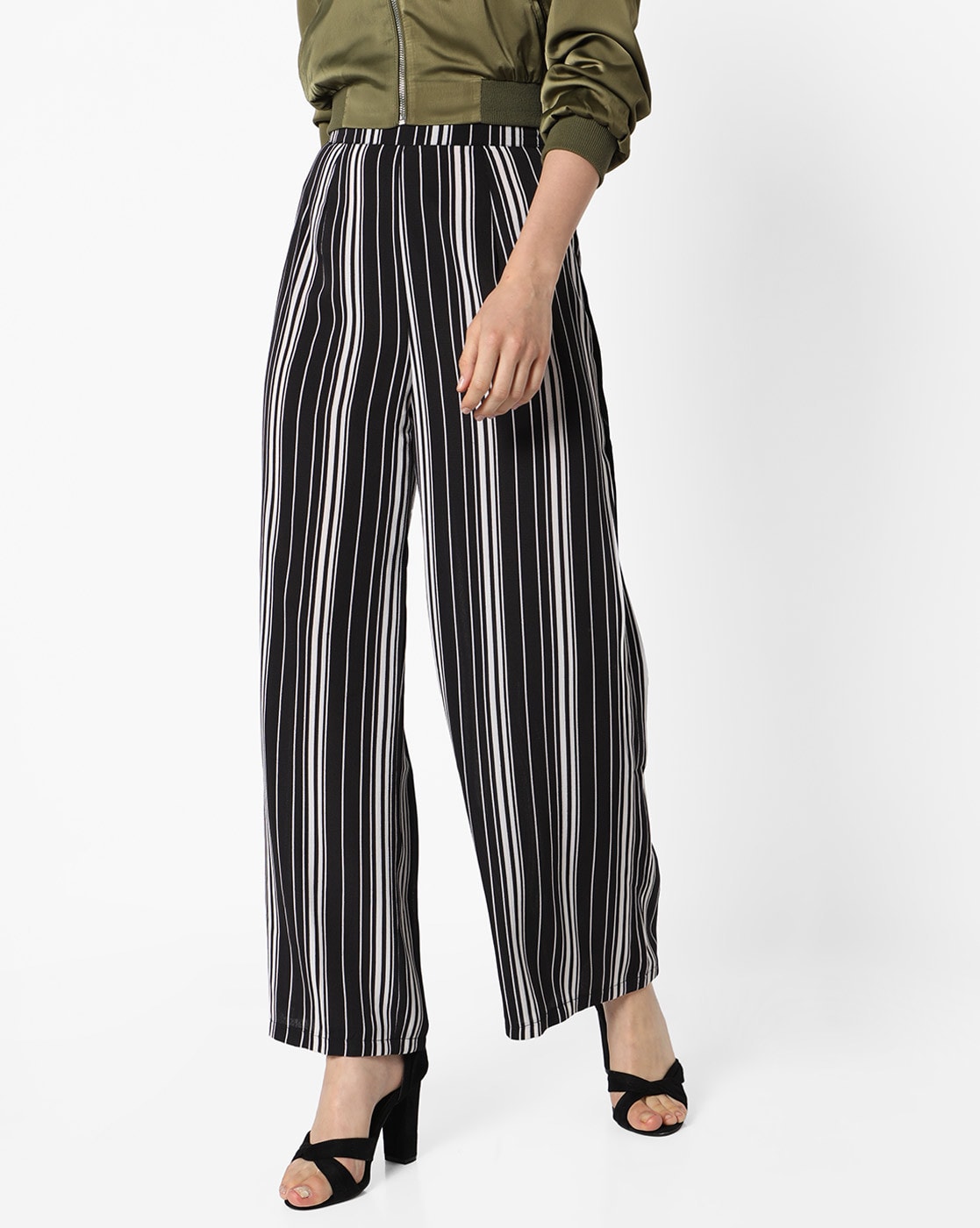 Golftini | Black with White Stripe Pull-On Stretch Ankle Track Pant