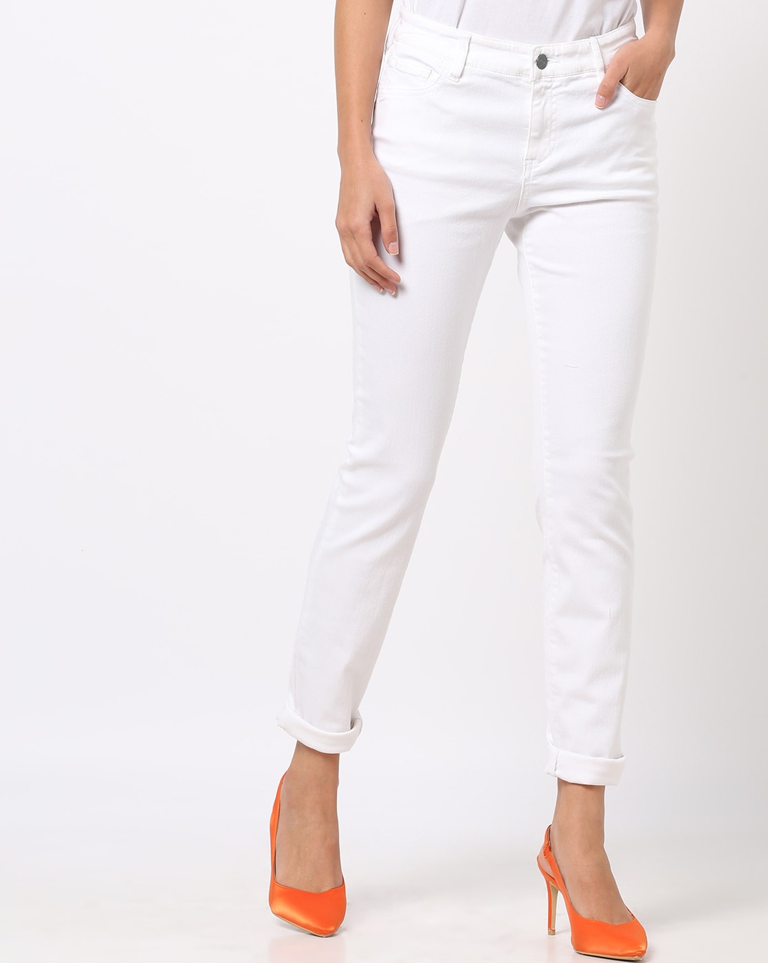 Buy White Ankle Length Jeans For Women Online - Spykar