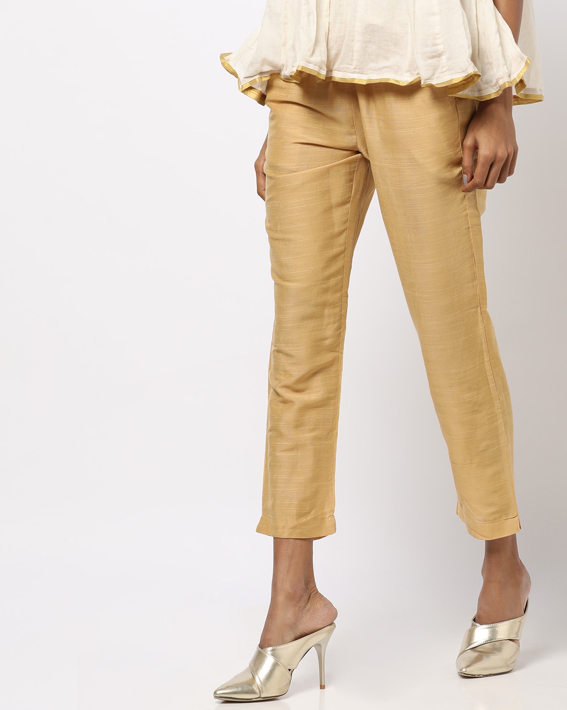 STAR DESIGN Slim Fit Women Gold Trousers - Buy STAR DESIGN Slim Fit Women  Gold Trousers Online at Best Prices in India | Flipkart.com