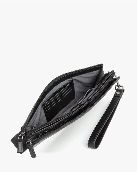 TUMI Black Leather Zip Clutch outlet