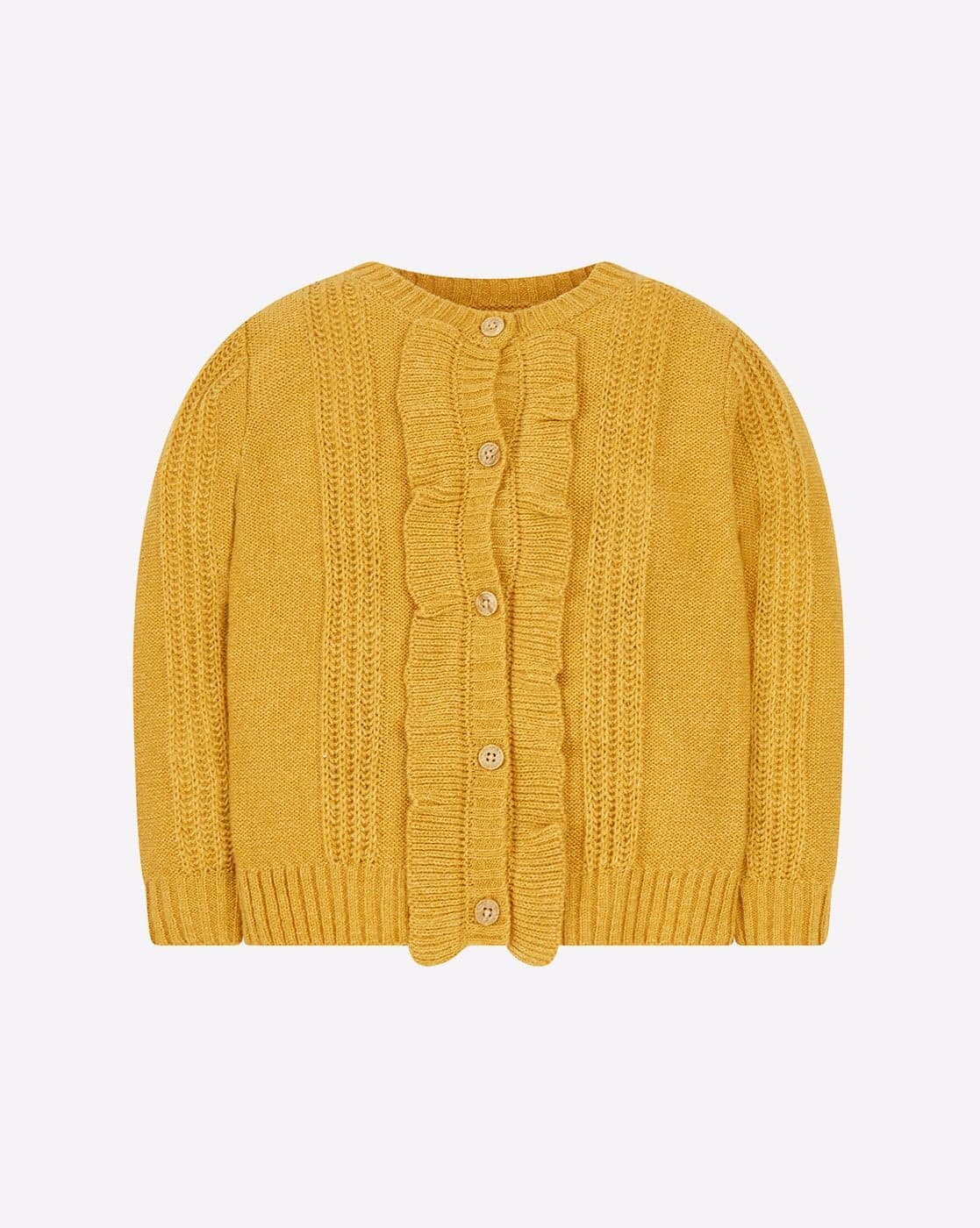 Retro Knitted Button-Down Cardigan with Frilled Panels