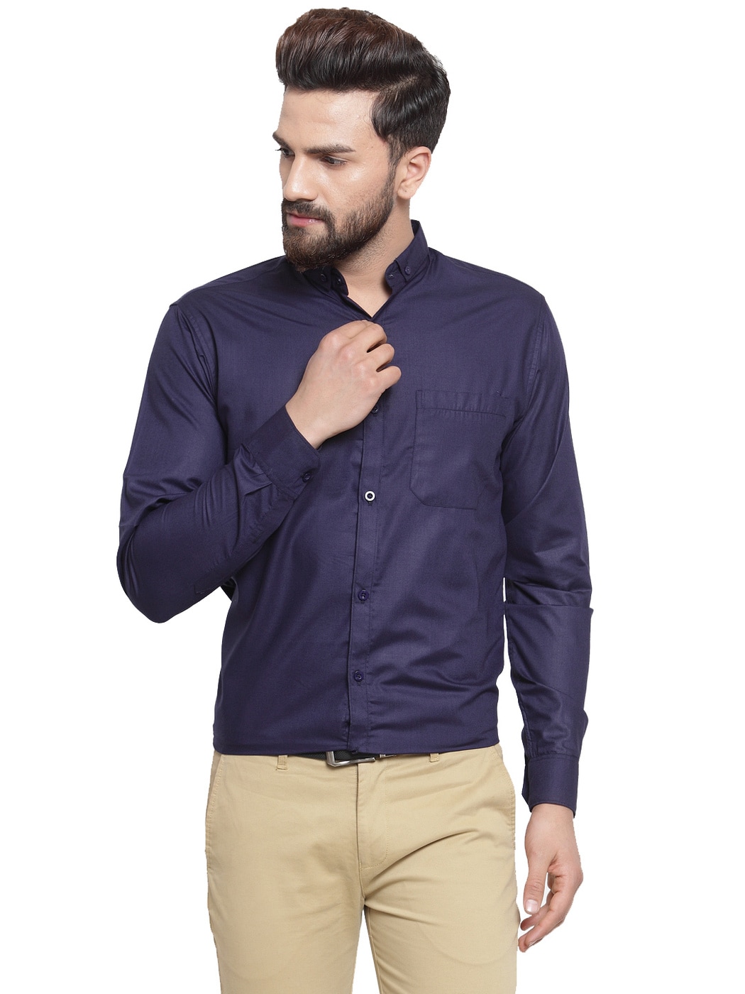 button down navy blue shirt