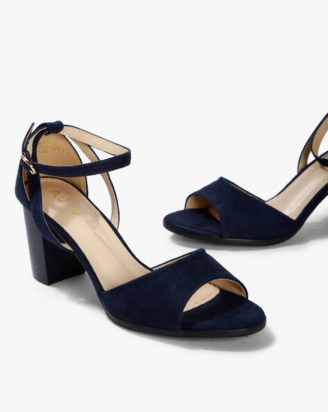 chunky navy blue heels