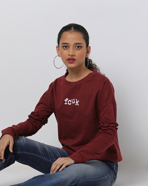 maroon crewneck sweatshirt womens