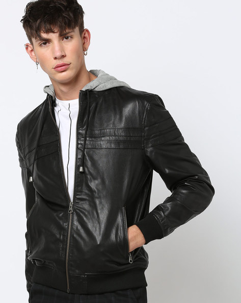 Biker jacket outlet and hoodie