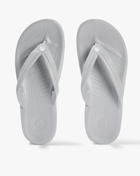 grey croc flip flops