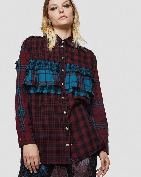 Buy DIESEL C-GARZ Checked Relaxed Fit 